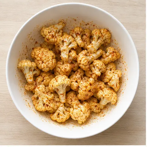 Step 1: Toss cauliflower with oil and spices