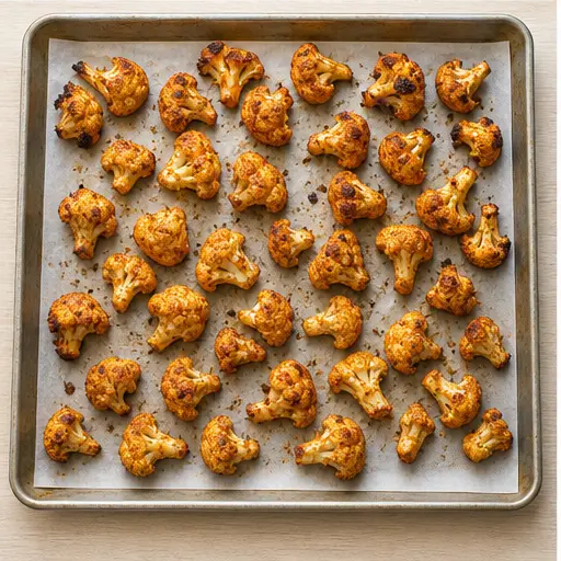 Step 3: Toss roasted cauliflower with buffalo sauce