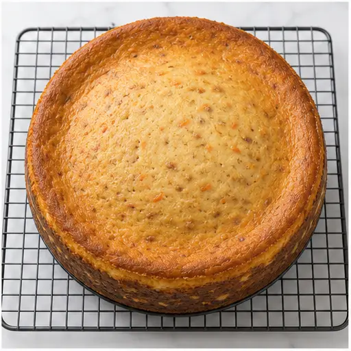 Step 4: Baked cheesecake cooling on wire rack