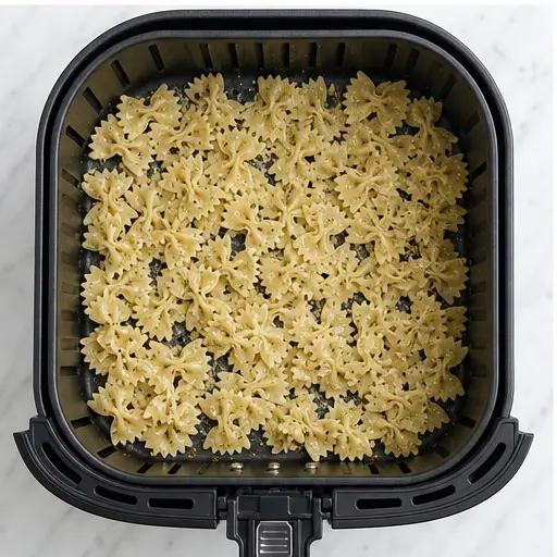 Step 3: Spreading pasta in air fryer basket