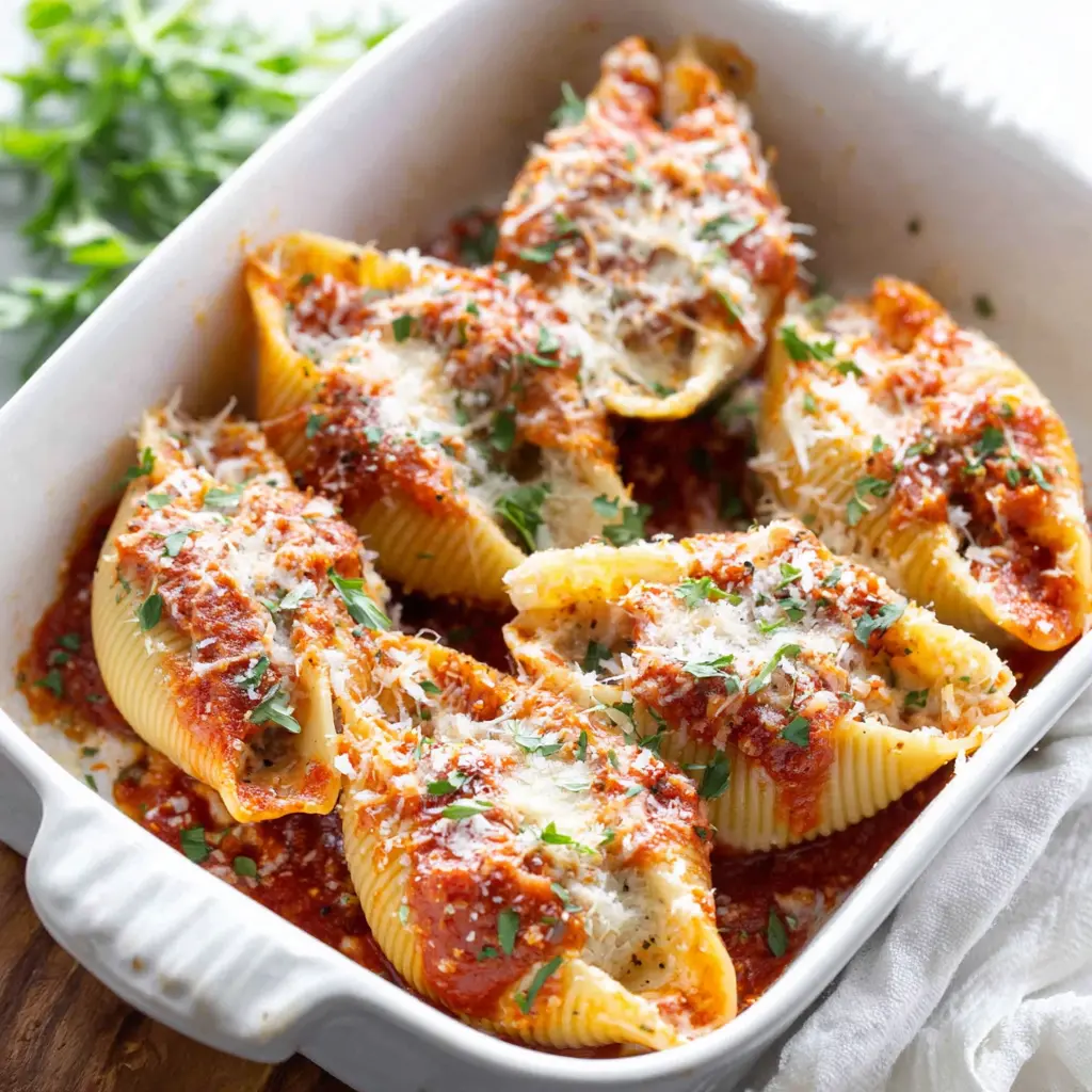 chicken parmesan stuffed shells - final presentation