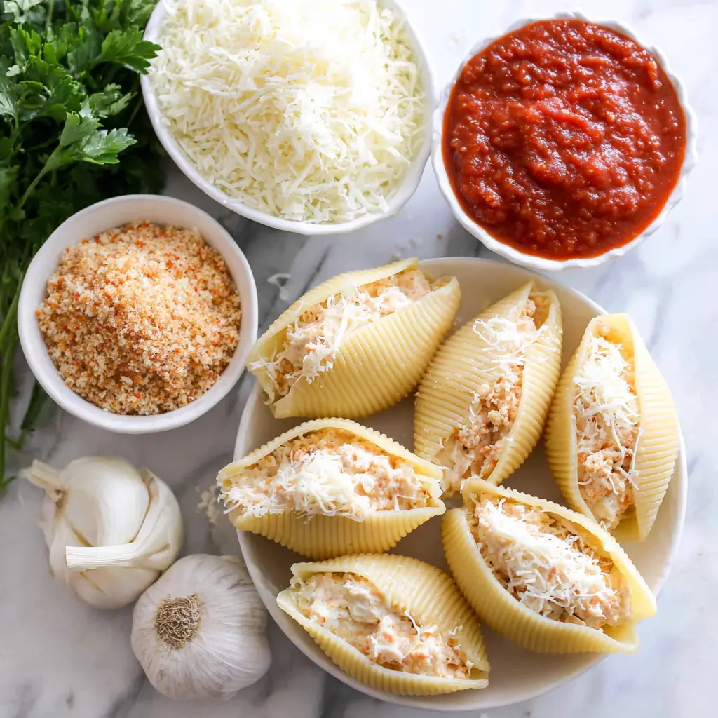 chicken parmesan stuffed shells - main ingredients