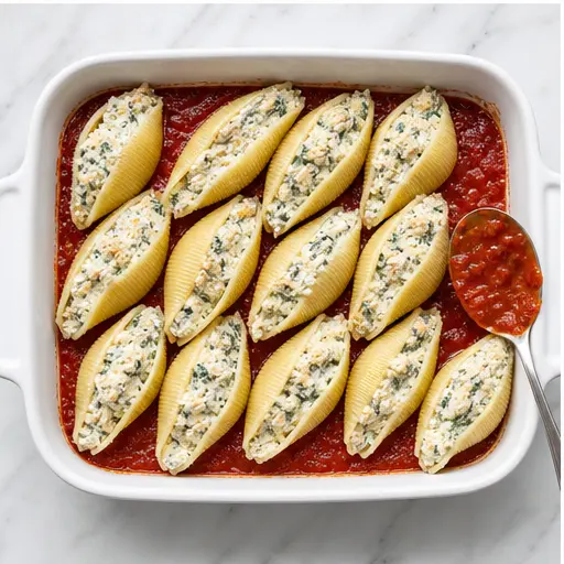 Step 3: Filling jumbo pasta shells
