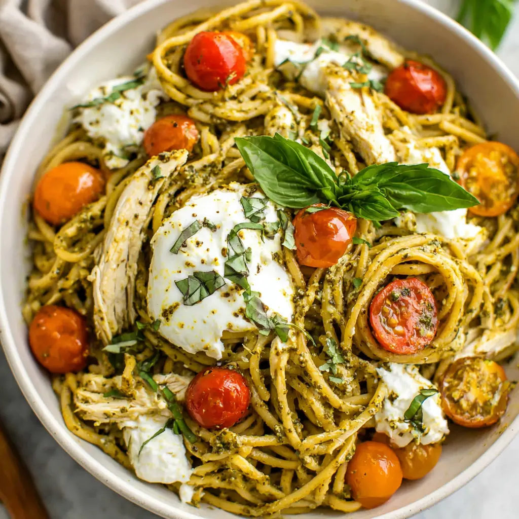chicken pesto burrata bowl - final presentation