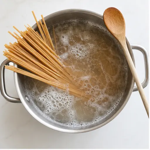 Step 1: Boiling whole wheat linguine