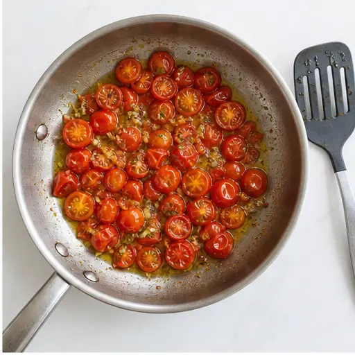 Step 2: Sautéing cherry tomatoes with garlic