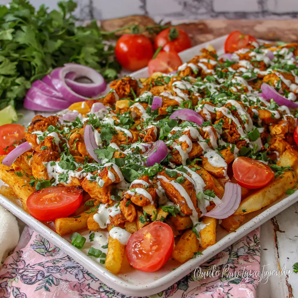 chicken shawarma loaded fries - final presentation