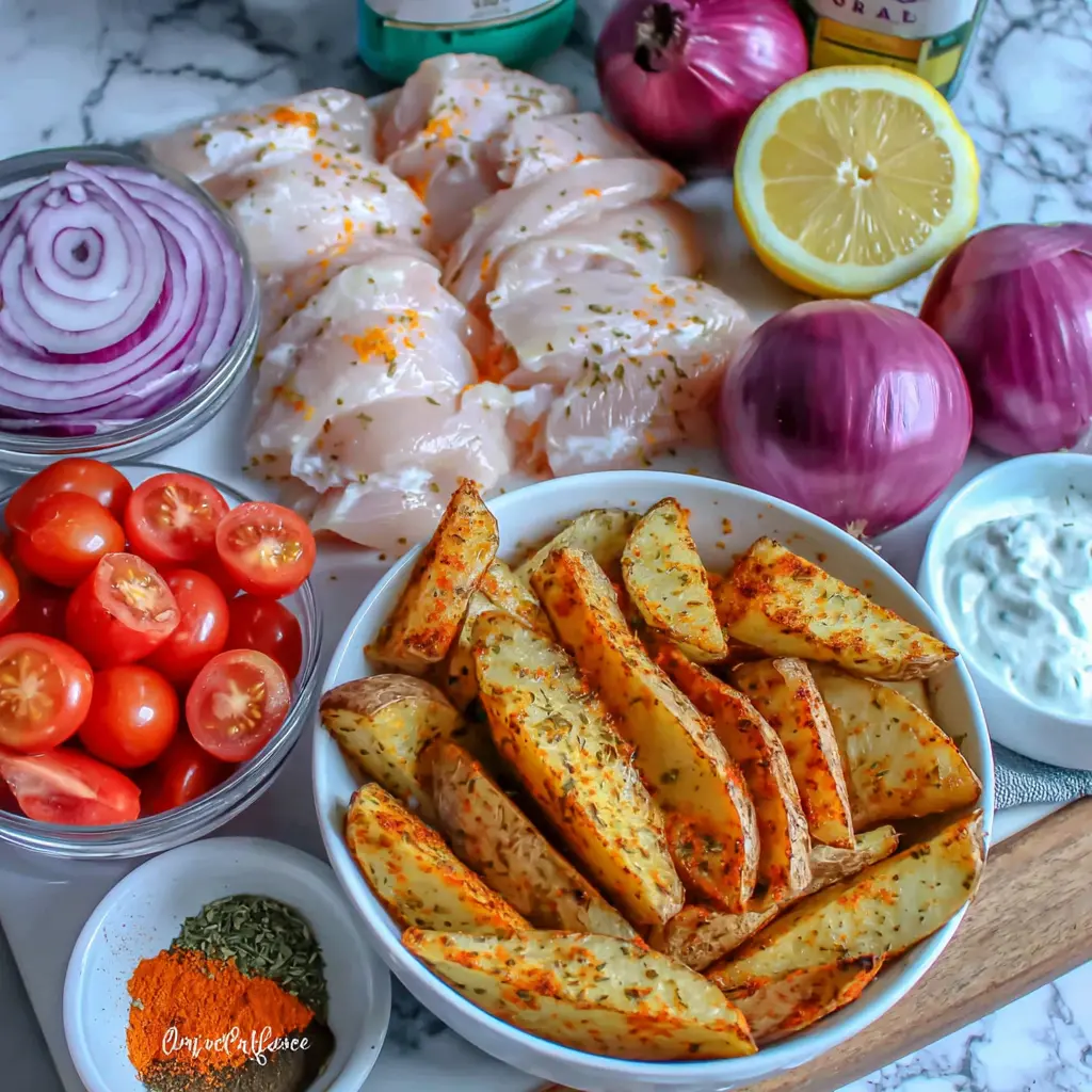 chicken shawarma loaded fries - main ingredients