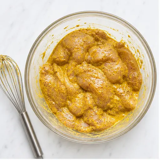 Step 1: Marinating chicken in spiced yogurt