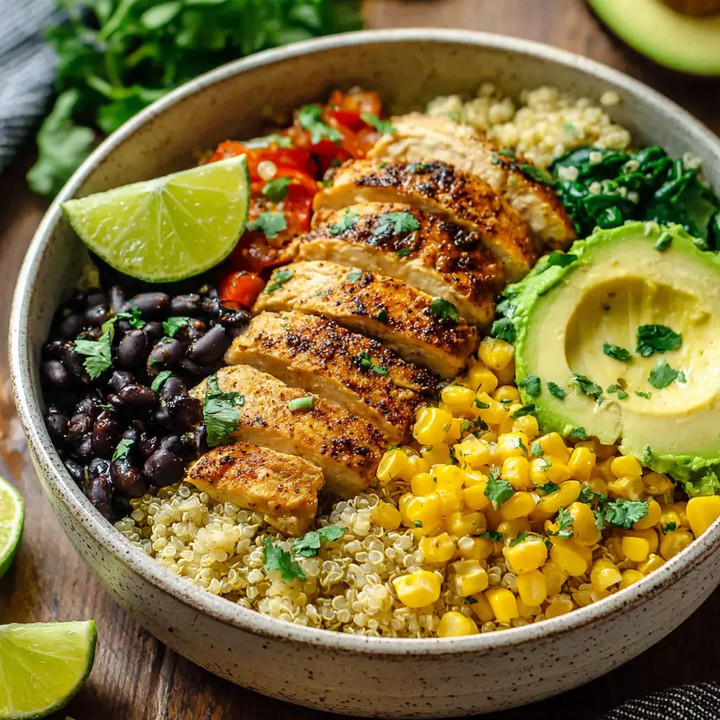 chicken spinach quinoa bowl - final presentation