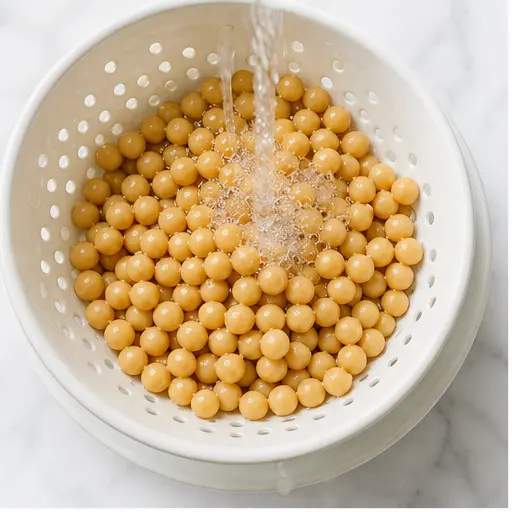 Step 1: draining and rinsing canned chickpeas