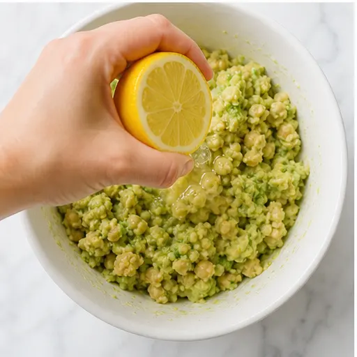 Step 3: squeezing fresh Meyer lemon juice over the mixture