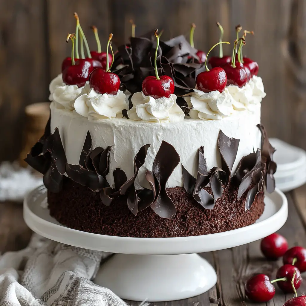chocolate cherry layer cake - final presentation