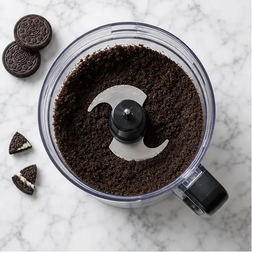 Step 1: Crushing Oreo cookies into fine crumbs