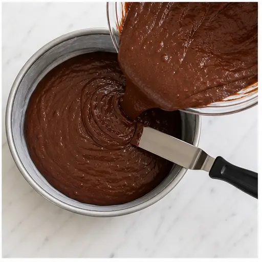 Step 4: Pouring cake batter into pan