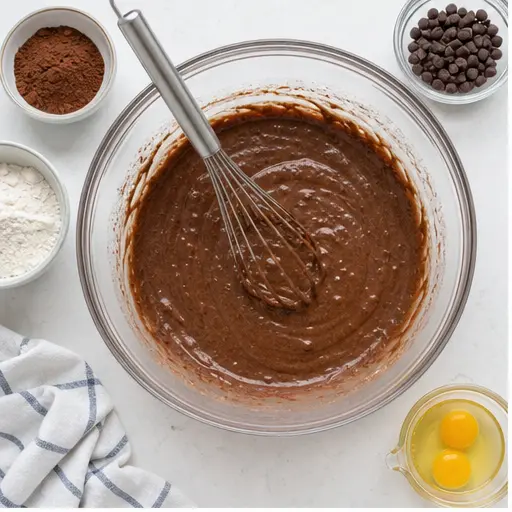 Step 1: Whisking the chocolate cake batter