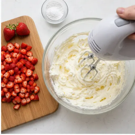 Step 2: Mixing the strawberry cream cheese filling