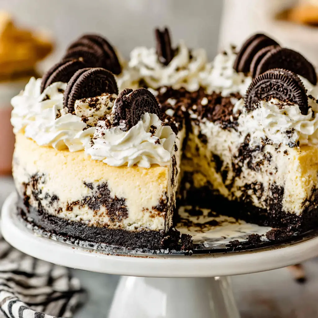 cookies and cream cheesecake cake - final presentation