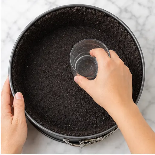 Step 2: Pressing crust into springform pan