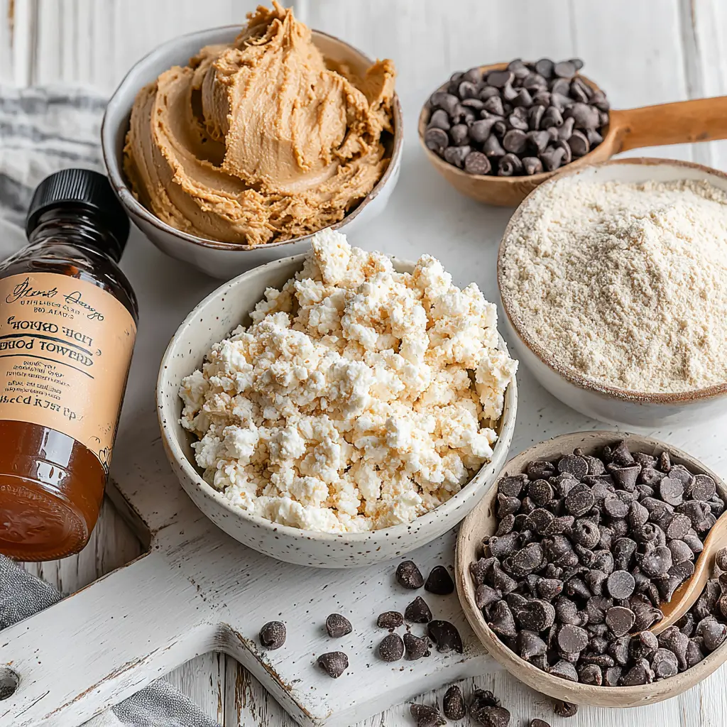 cottage cheese cookie dough bowl - main ingredients