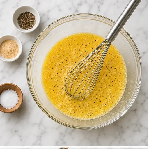 Step 1: Whisking eggs with seasonings