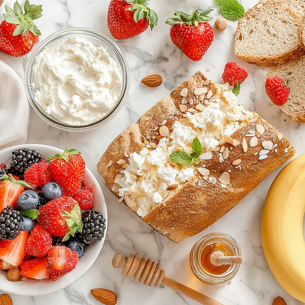 cottage cheese fruit toast - main ingredients