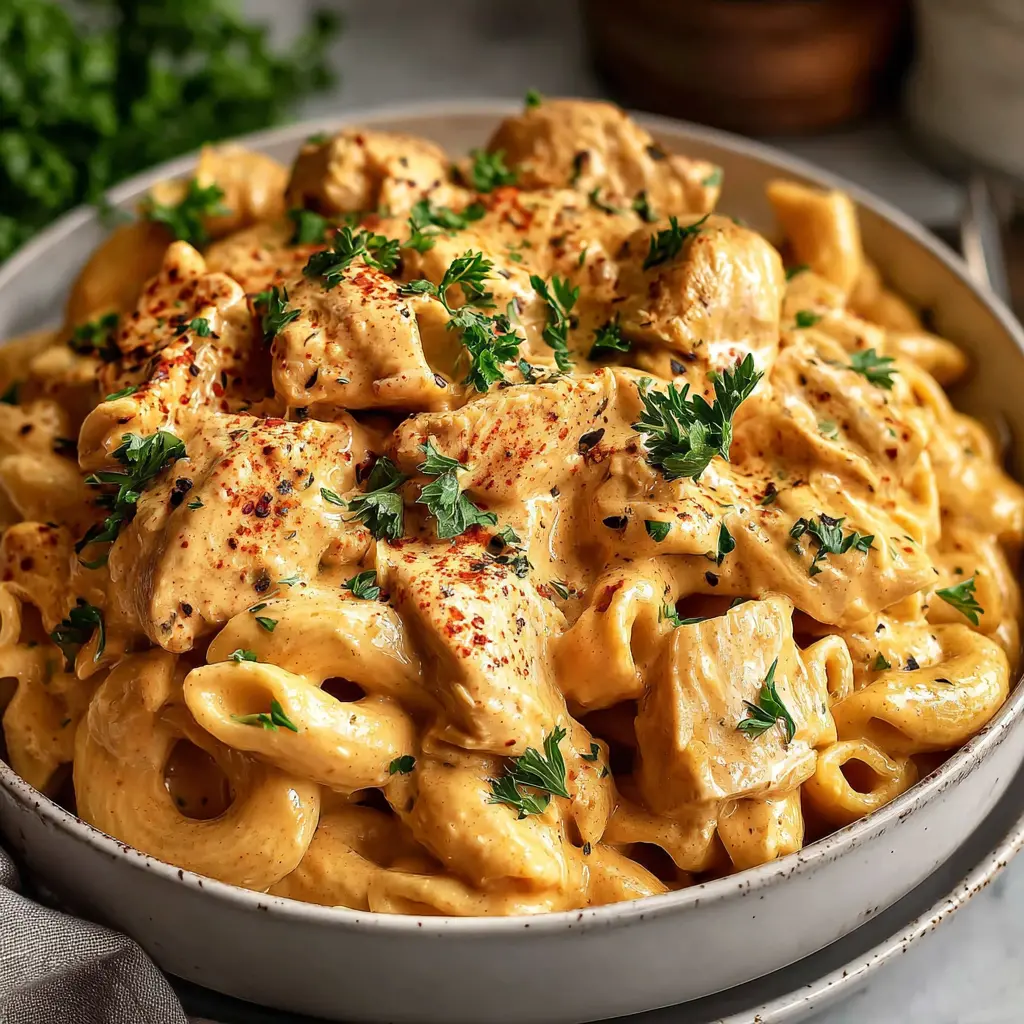 creamy cajun chicken pasta bowl - final presentation