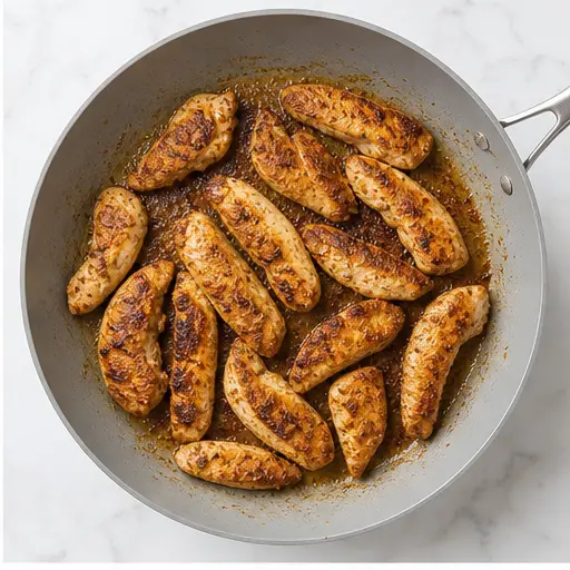 Step 2: Searing seasoned chicken strips