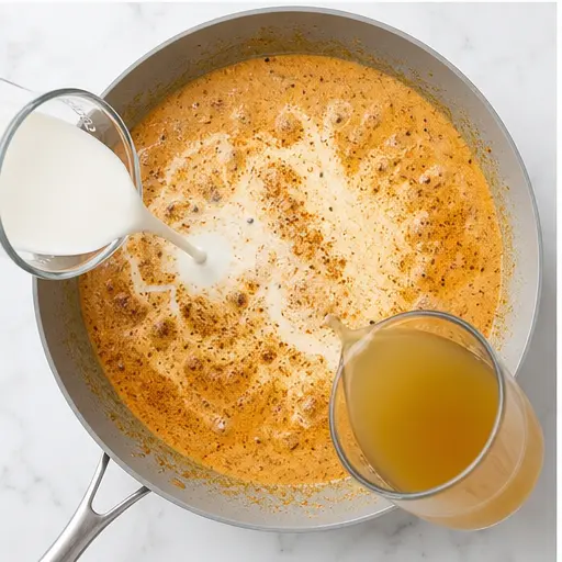 Step 3: Simmering creamy Cajun sauce