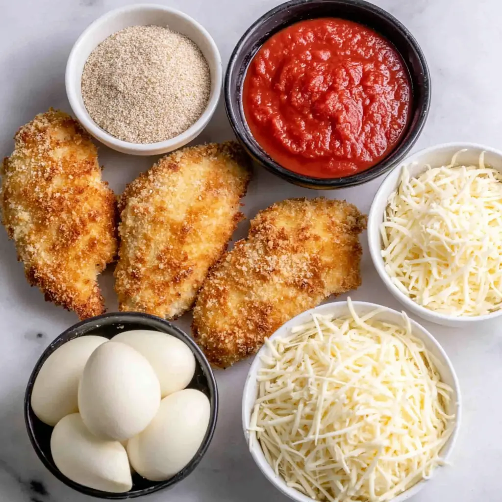 crispy chicken parmesan bowl - main ingredients