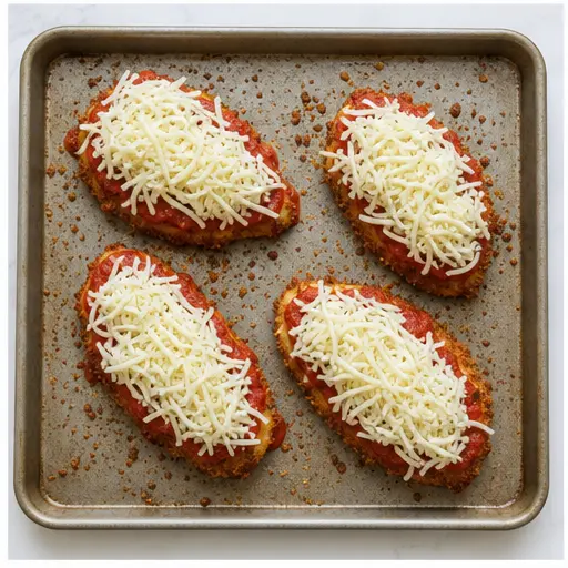 Step 3: Adding marinara and cheese