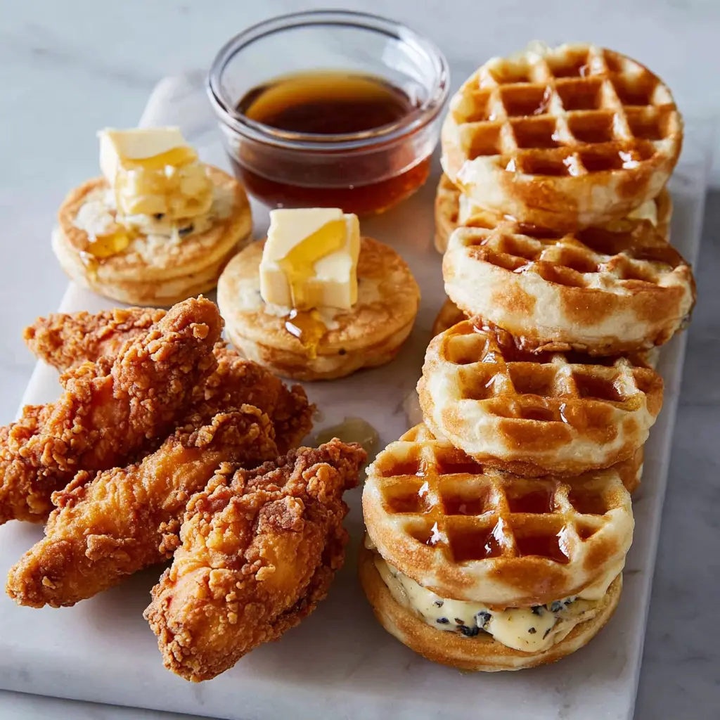 crispy chicken waffle sliders - main ingredients