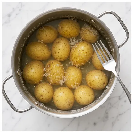 Step 1: Boiling potatoes until fork-tender