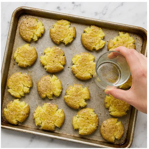 Step 2: Smashing potatoes with a glass