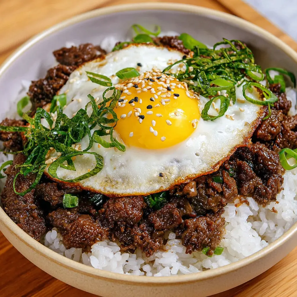 crispy rice beef bowl - final presentation