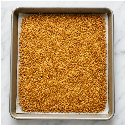 Step 4: Fully baked golden crispy rice ready to serve