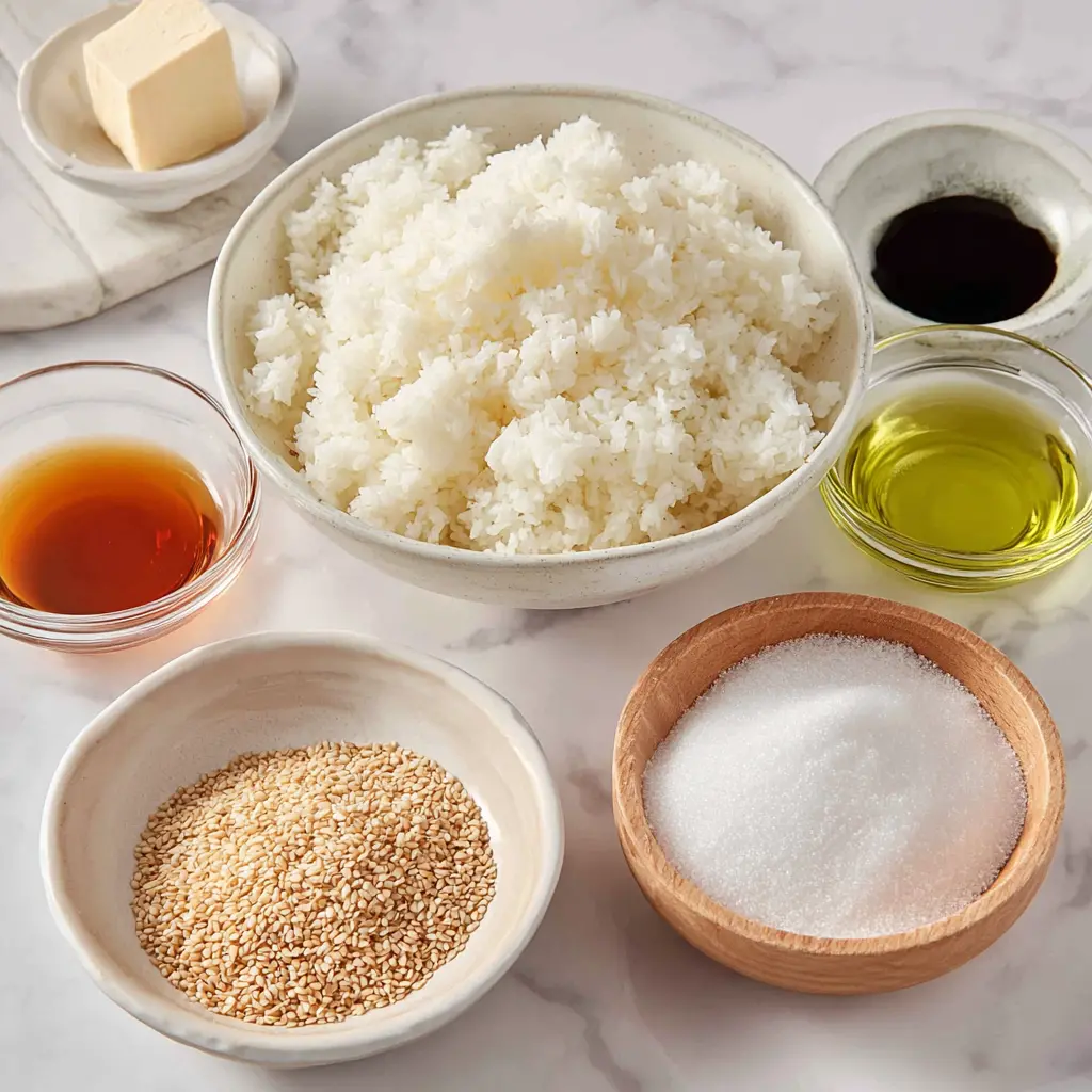 crispy rice egg stack - main ingredients