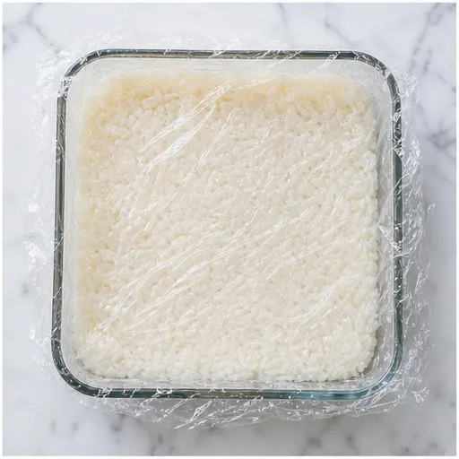 Step 2: Press rice into block and chill for firmness