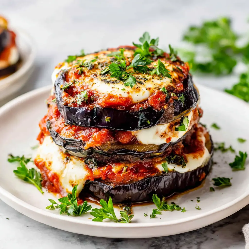 eggplant caprese stack - final presentation