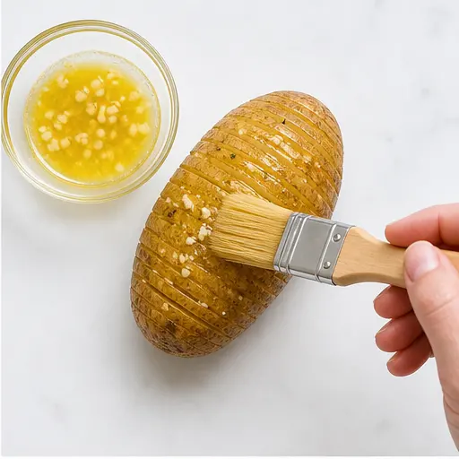 Step 2: Brushing the butter garlic mixture