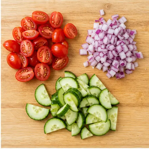 Step 2: Chopping fresh vegetables into bite-sized pieces