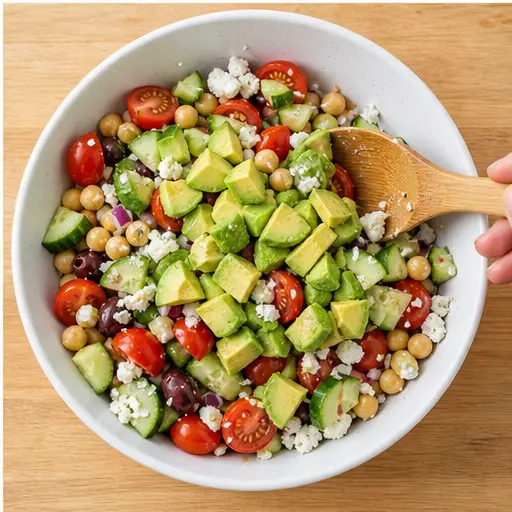 Step 4: Folding in diced avocado before serving