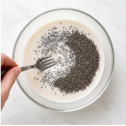 Step 2: Adding and stirring in chia seeds