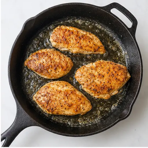 Step 2: Searing the chicken until golden