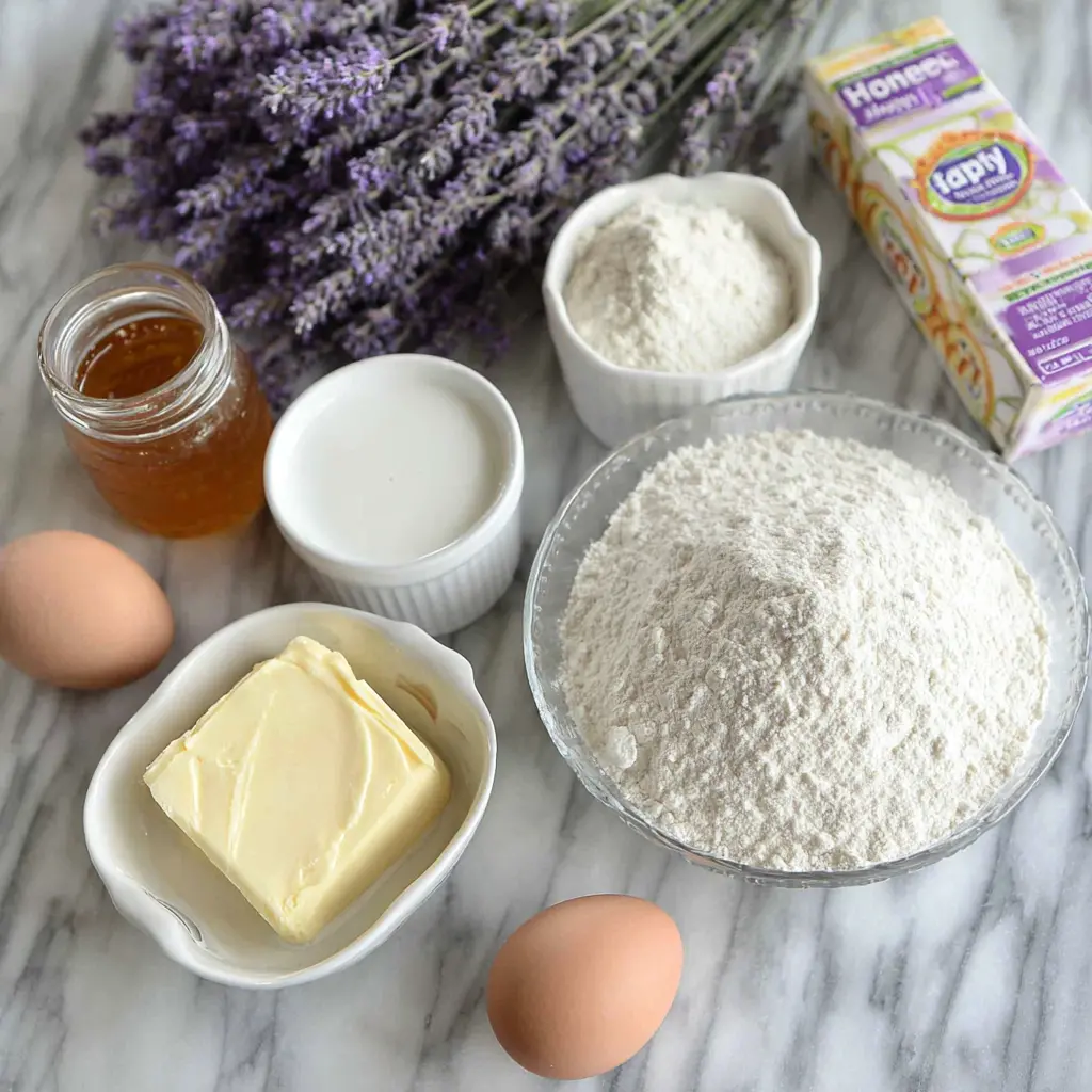 honey lavender cake - main ingredients