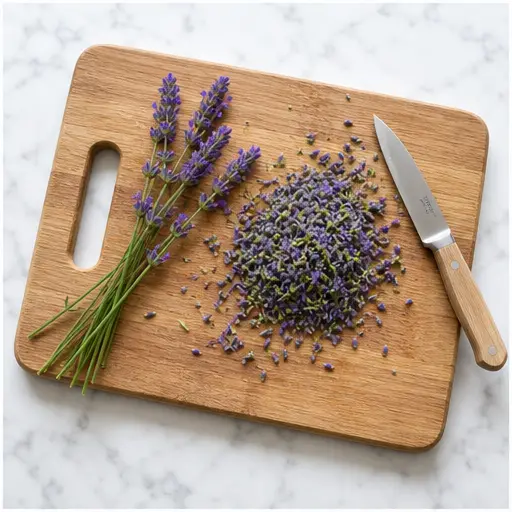 Step 1: Chopping fresh lavender flowers