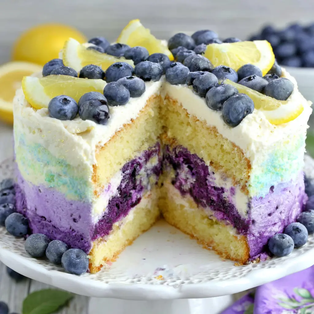 lemon berry cheesecake cake - final presentation