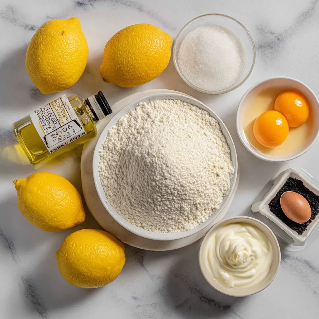 lemon olive oil cake - main ingredients