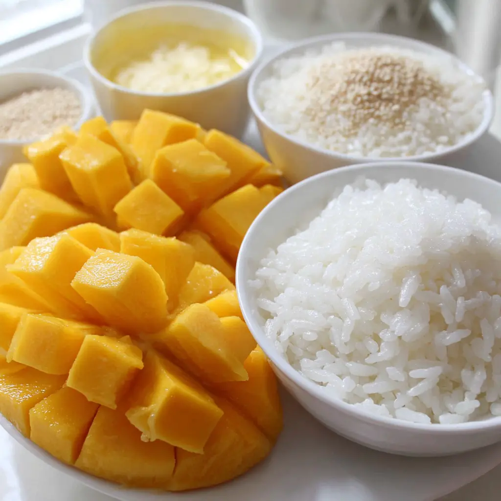mango sticky rice cups - main ingredients