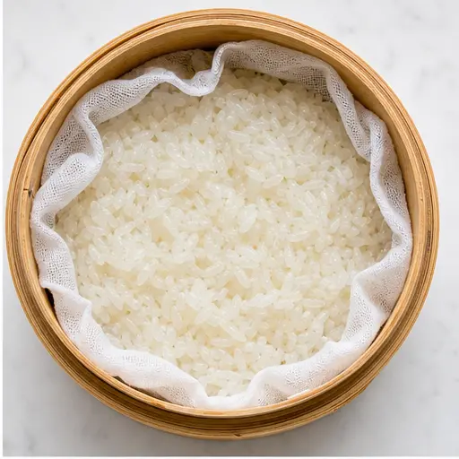 Step 2: Steaming the rice until tender
